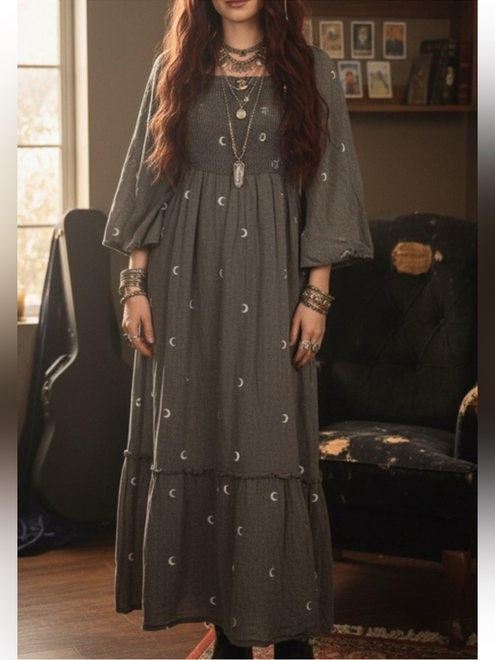 Earthbound Mystical Moon Whimsigoth Maxi Dress